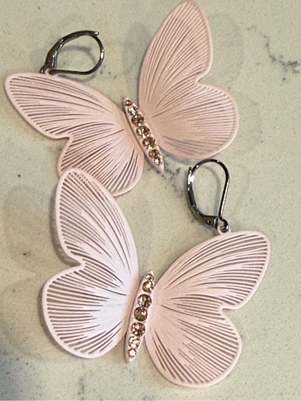 Butterfly Drop Earring Soft Pink Color - Picture 12 of 12